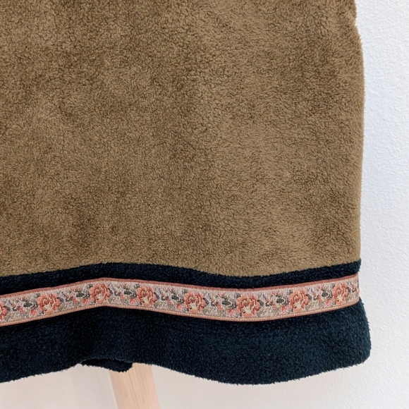 Vintage 90's Floral Trim Sleeveless Button Front Vest In Tan/Forest Green - Picture 6 of 10